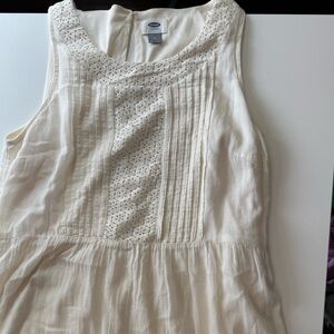 Embroidered Swing Cream Sleeveless Dress